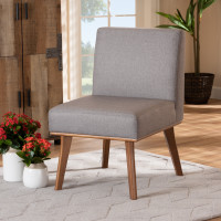Baxton Studio BBT8054-Grey/Walnut-CC Odessa Mid-Century Modern Grey Fabric Upholstered and Walnut Brown Finished Wood Dining Chair